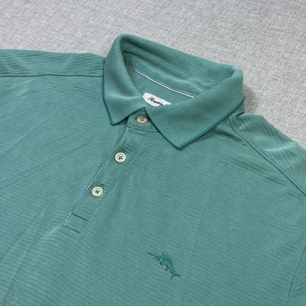 Tommy Bahama IslandZone Polo Shirt Mens L Green Modal Polyester Embroidered Logo